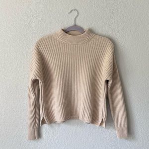 Madewell Women’s Tan Mock Neck Sweater made with Recycled Cashmere (Size Small)